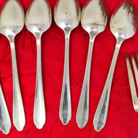 16 Forks N Spoons Vtg National Silver Plated Art Deco Wheat Stalk 12 Teaspoons - Picture 14 of 14